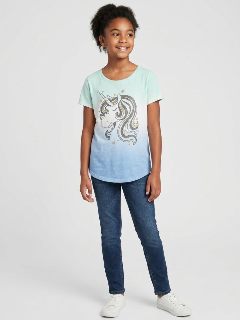 OshKosh B'gosh Mint-to-Blue Ombre Unicorn Tee size 10/12